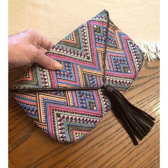 jessica mcclintock Crossbody Clutch Colorful Embroidered Boho - Picture 5 of 9